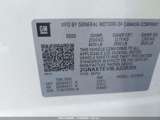2GNAXTEV8L6228305 Chevrolet Equinox Awd 2fl