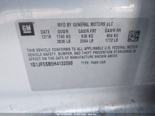 1G1JF5SB5H4132098 Chevrolet Sonic Premier Auto
