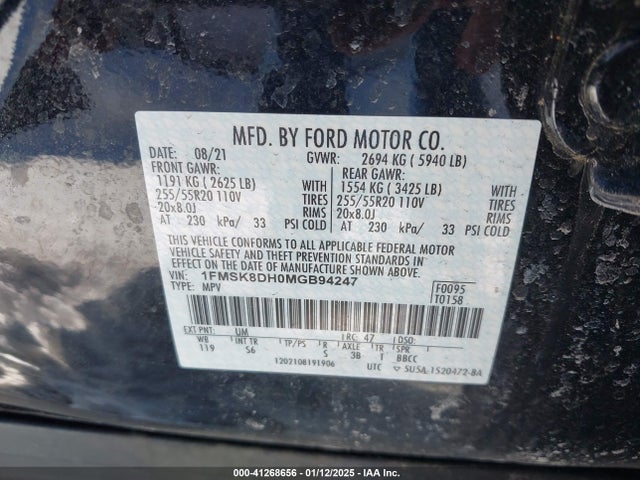 Ford EXPLORER XLT 2021 1FMSK8DH0MGB94247 Image 9