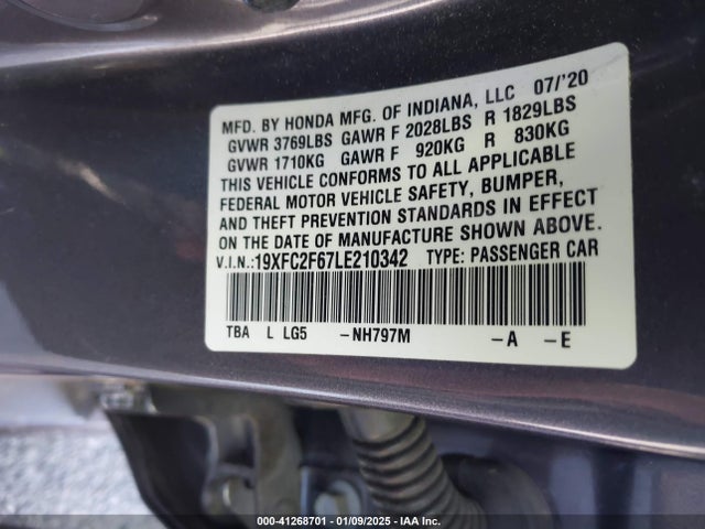 Honda Civic Lx 2020 19XFC2F67LE210342 Image 9