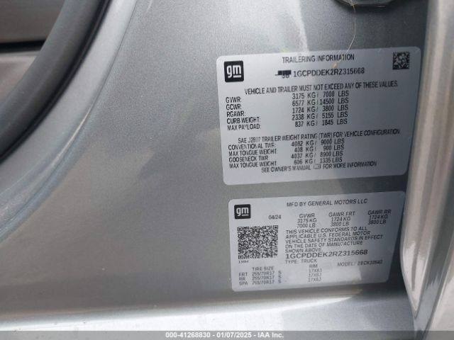 1GCPDDEK2RZ315668 Chevrolet Silverado 1500 4wd  Short Bed Lt