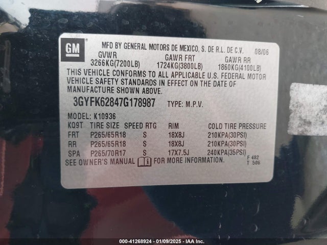 2007 CADILLAC ESCALADE EXT 3GYFK62847G178987 Photo 8
