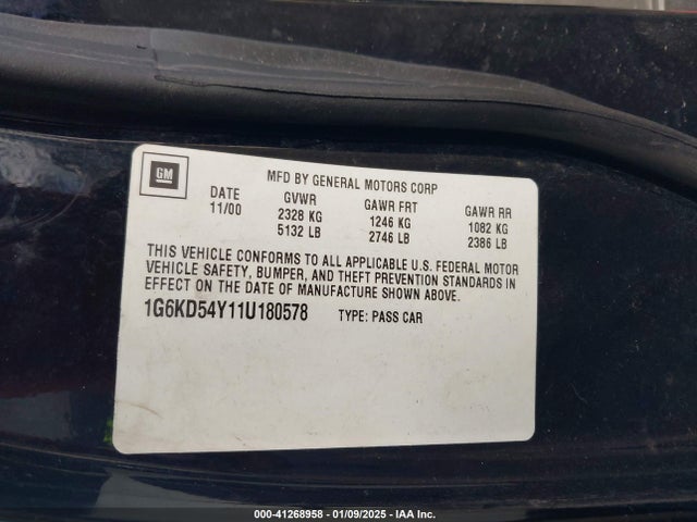 2001 CADILLAC DEVILLE 1G6KD54Y11U180578 Photo 8