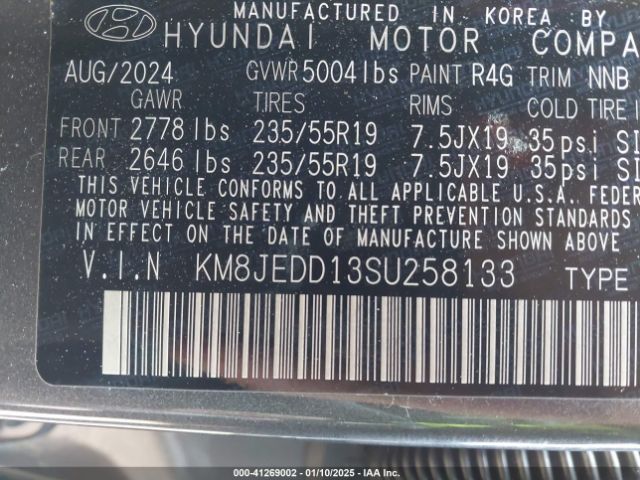 KM8JEDD13SU258133 Hyundai Tucson Hybrid Limited