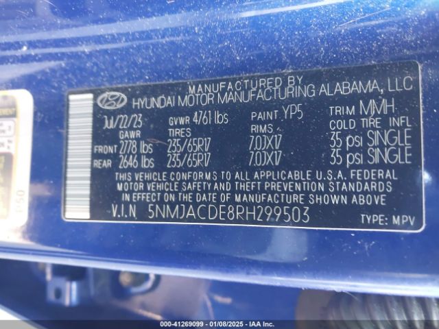 5NMJACDE8RH299503 Hyundai TUCSON SE