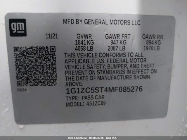 1G1ZC5ST4MF085276 Chevrolet Malibu Fwd 1fl