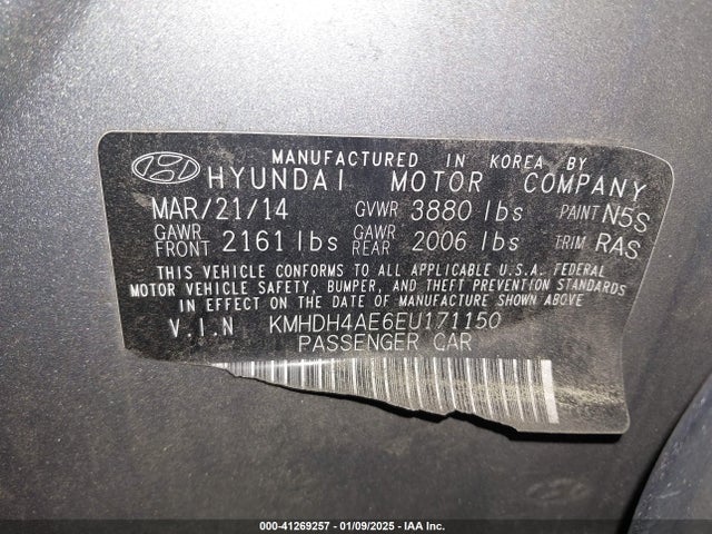 Hyundai ELANTRA SE 2014 KMHDH4AE6EU171150 Image 9