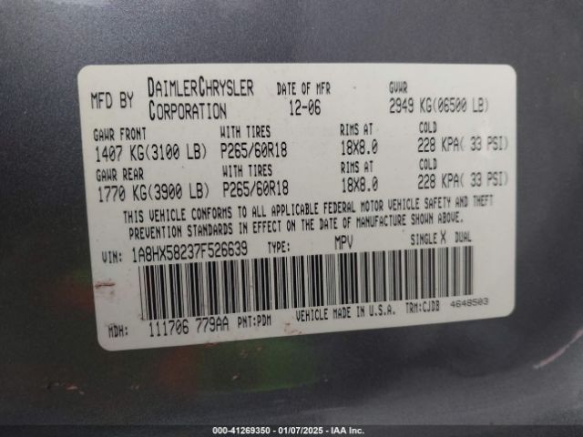 2007 CHRYSLER ASPEN 1A8HX58237F526639 Photo 8