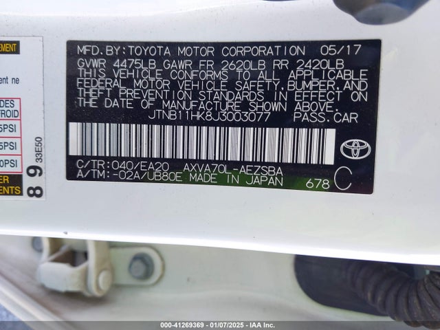 JTNB11HK8J3003077 Toyota CAMRY SE