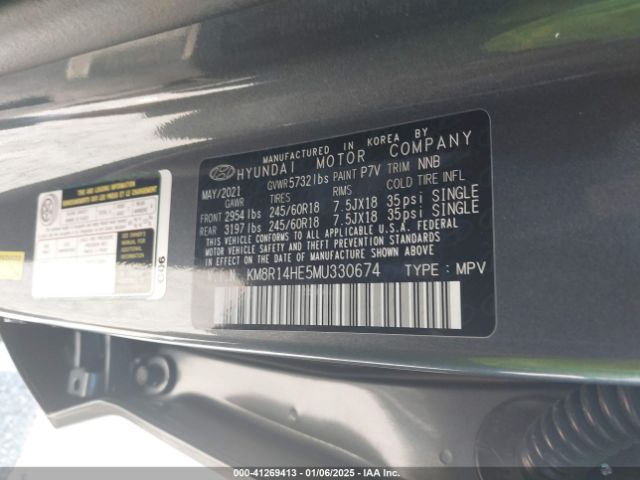 KM8R14HE5MU330674 Hyundai Palisade Se