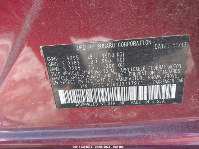 4S3GTAD61J3717971 Subaru Impreza 2.0i Premium