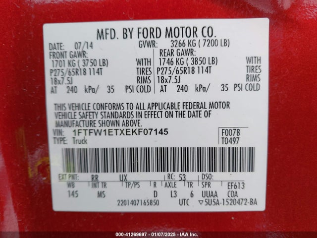 Ford F-150 Xlt 2014 1FTFW1ETXEKF07145 Image 9
