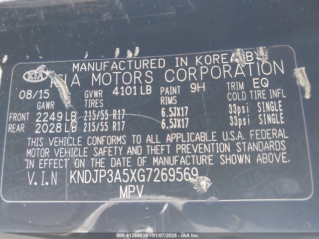 KIA SOUL + 2016 KNDJP3A5XG7269569 Image 9