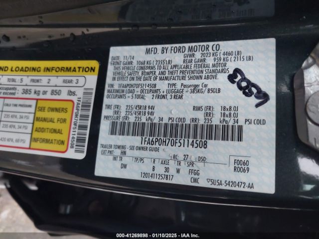 1FA6P0H70F5114508 Ford FUSION SE