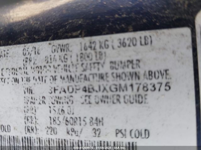 3FADP4BJXGM178375 Ford FIESTA SE