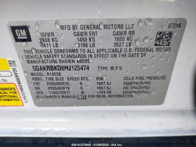 5GAKRBKD8HJ125474 Buick Enclave Leather
