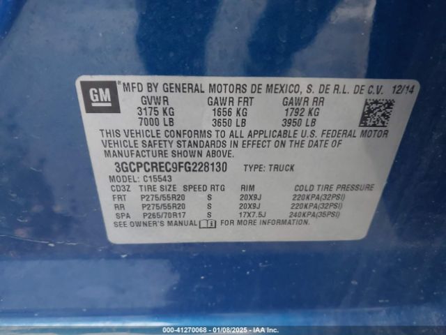 3GCPCREC9FG228130 Chevrolet Silverado 1500 Lt
