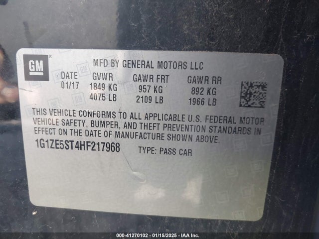 1G1ZE5ST4HF217968 Chevrolet MALIBU 1LT