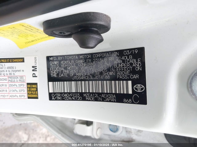 Toyota COROLLA SE 2020 JTDS4RCE3LJ014188 Image 9