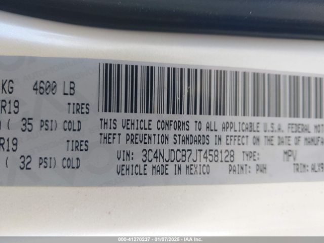 3C4NJDCB7JT458128 Jeep Compass Limited 4x4