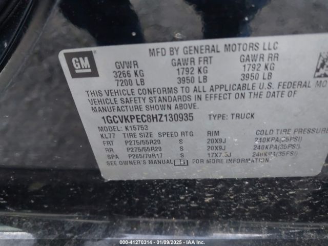 1GCVKPEC8HZ130935 Chevrolet Silverado 1500 Custom