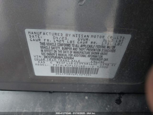 3N1CP5BV6PL529354 Nissan Kicks S Xtronic Cvt