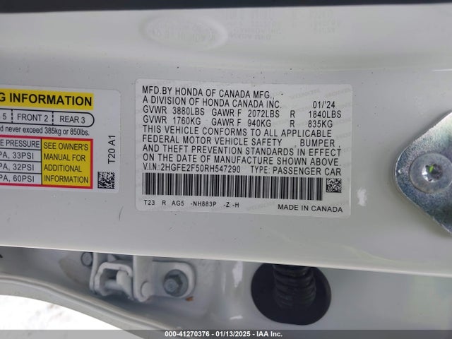 Honda Civic Sport 2024 2HGFE2F50RH547290 Image 9