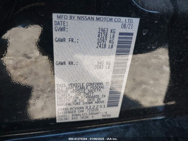 1N4BL4CVXRN312251 Nissan Altima Sr Fwd