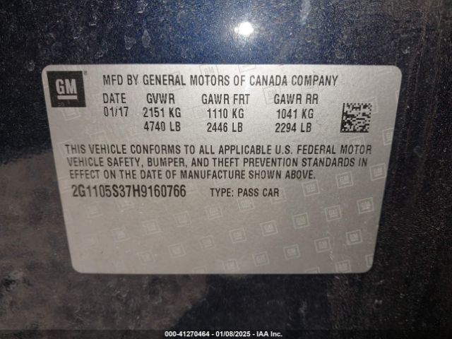 2G1105S37H9160766 Chevrolet IMPALA 1LT