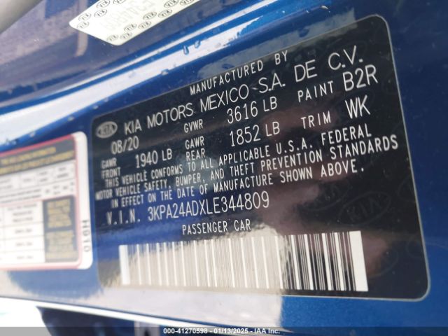 3KPA24ADXLE344809 KIA RIO S