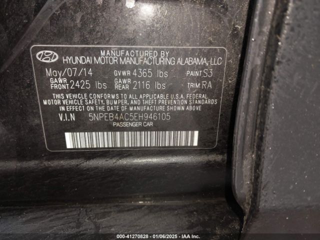 5NPEB4AC5EH946105 Hyundai SONATA GLS
