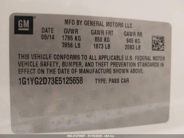 1G1YG2D73E5125658 Chevrolet Corvette Stingray Z51