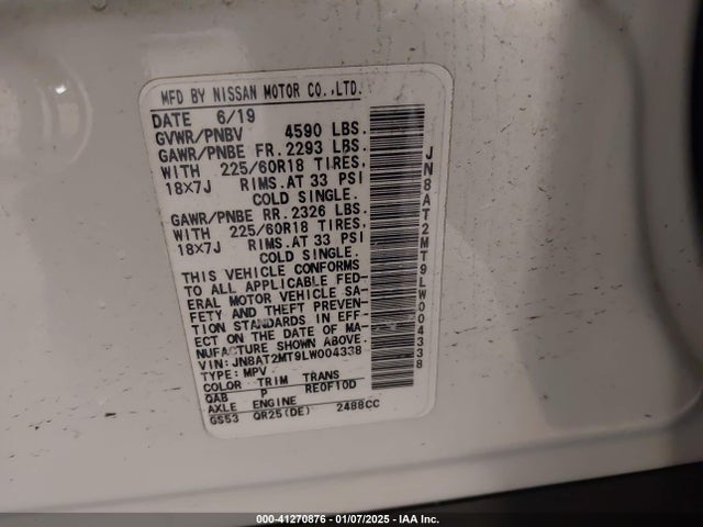 JN8AT2MT9LW004338 Nissan Rogue Sv Fwd