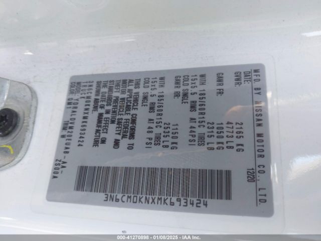 3N6CM0KNXMK693424 Nissan Nv200  Cargo S Xtronic Cvt