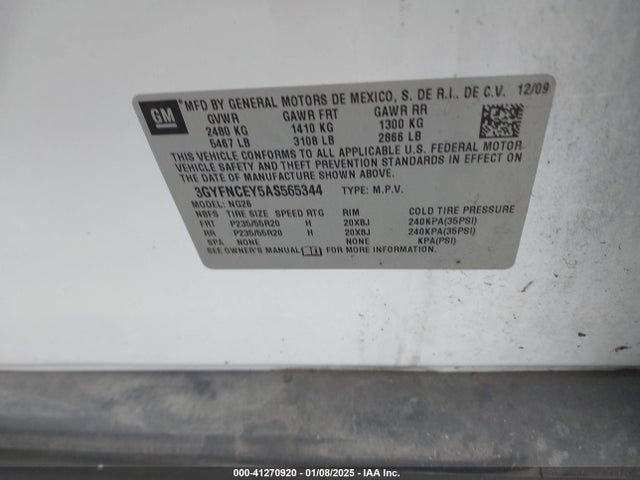 2010 CADILLAC SRX 3GYFNCEY5AS565344 Photo 8