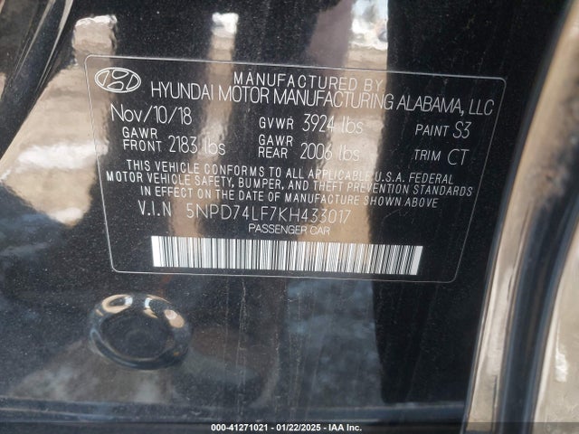 Hyundai ELANTRA SE 2019 5NPD74LF7KH433017 Image 9