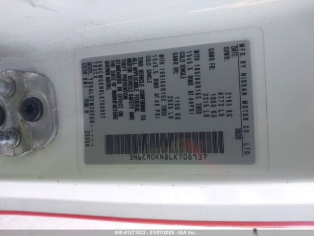 3N6CM0KN8LK708937 Nissan Nv200  Cargo S Xtronic Cvt