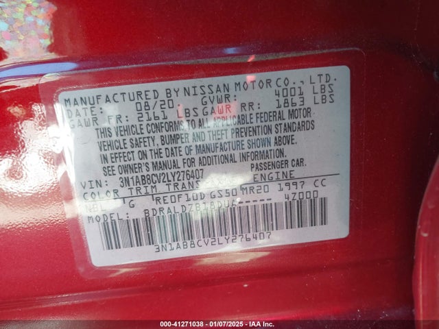 3N1AB8CV2LY276407 Nissan Sentra Sv Xtronic Cvt