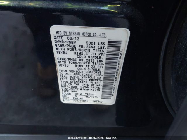 2013 INFINITI FX37 JN8CS1MUXDM140215 Photo 8