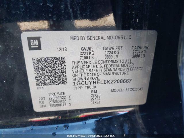 1GCUYHEL6KZ208667 Chevrolet Silverado 1500 High Country