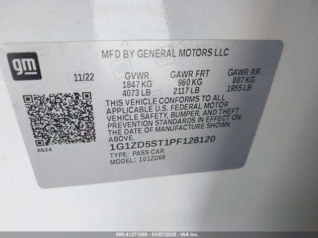 1G1ZD5ST1PF128120 Chevrolet Malibu Fwd 1lt
