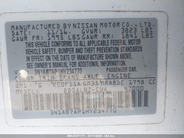 Nissan SENTRA S 2017 3N1AB7AP1HY234770 Image 9