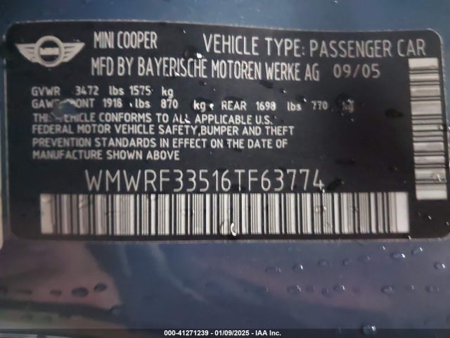 2006 MINI COOPER WMWRF33516TF63774 Photo 8