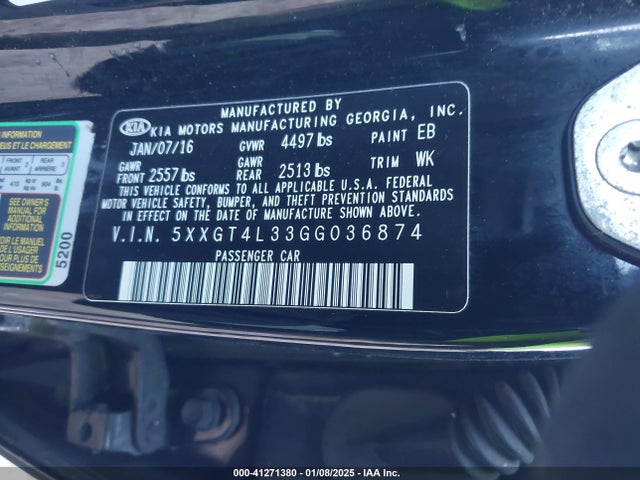 5XXGT4L33GG036874 KIA Optima Lx