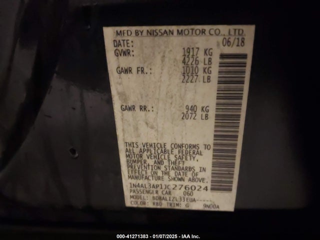 Nissan Altima 2.5 Sv 2018 1N4AL3AP1JC276024 Image 9