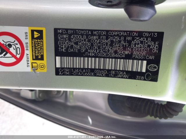 JTHBK1GG2E2084604 Lexus ES 350