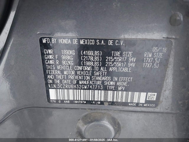 Honda HR-V LX 2016 3CZRU6H32GM747713 Image 9