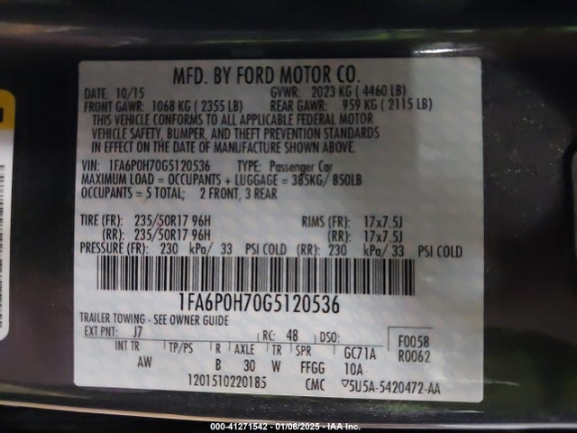 Ford FUSION SE 2016 1FA6P0H70G5120536 Image 9