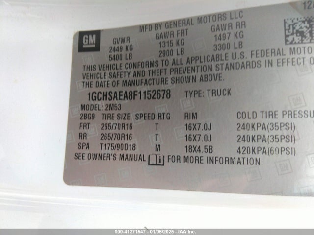 Chevrolet Colorado Wt 2015 1GCHSAEA8F1152678 Image 9