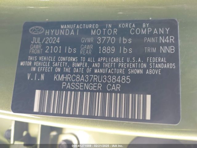 KMHRC8A37RU338485 Hyundai Venue Sel